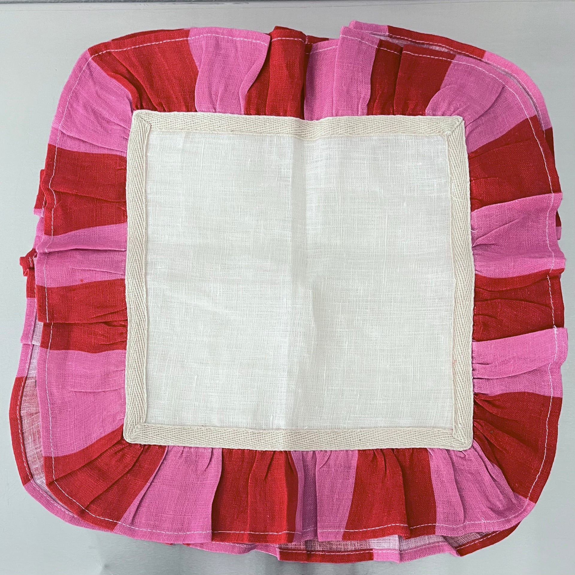 Cerise Stripe Ruffle Napkins