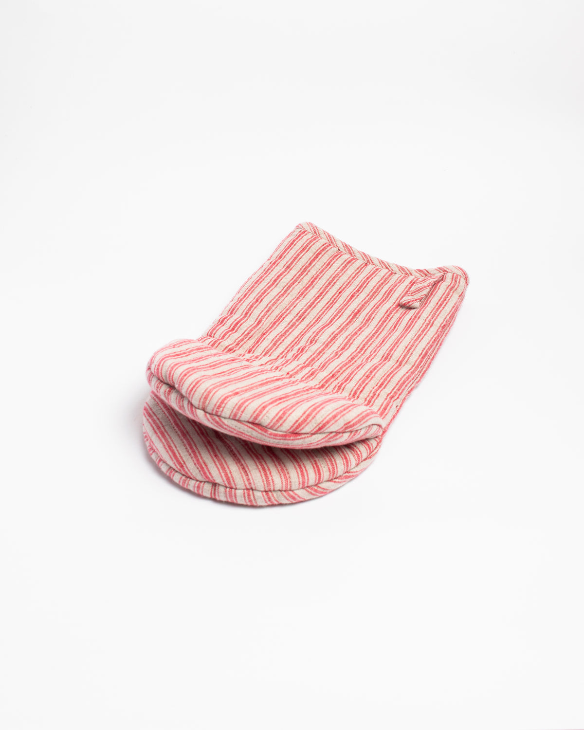 Red Stripes Linen Oven Mitt