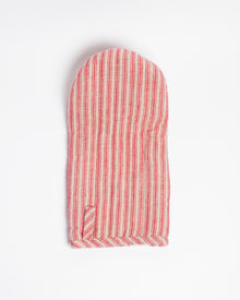 Red Stripes Linen Oven Mitt