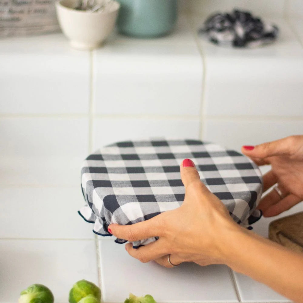 Charcoal Gingham Bowl Covers