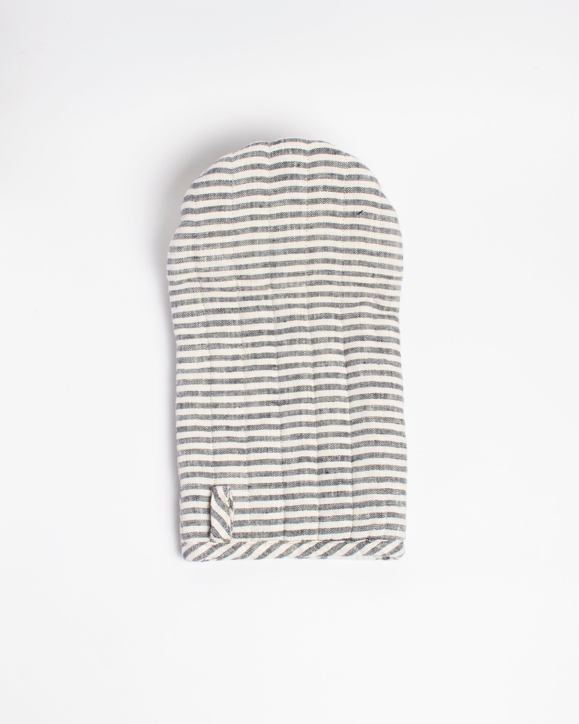 Thin Black Stripes Linen Oven Mitt