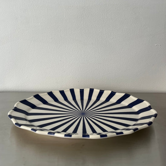 Hand-painted Striped Oval Platter