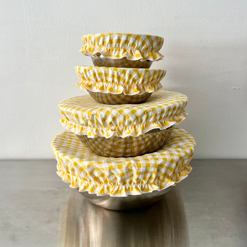 Lemon Gingham Bowl Covers