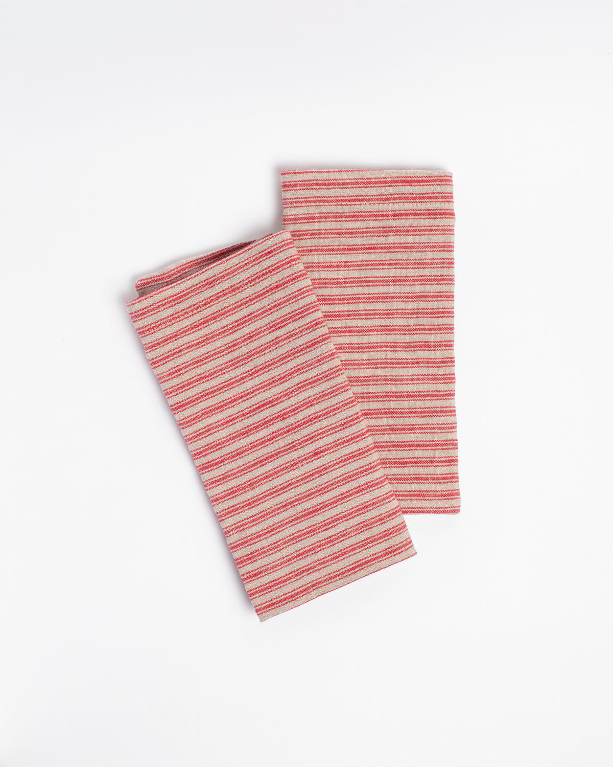 Red Stripes Linen Napkins Set of 2