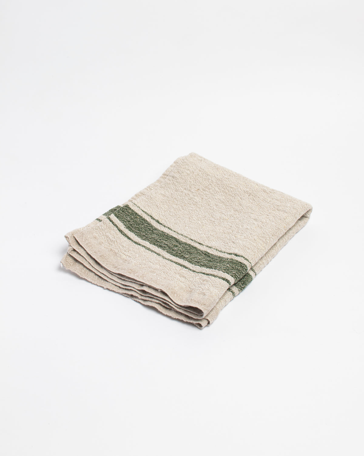 Green Stripe Vintage Linen Kitchen Towel