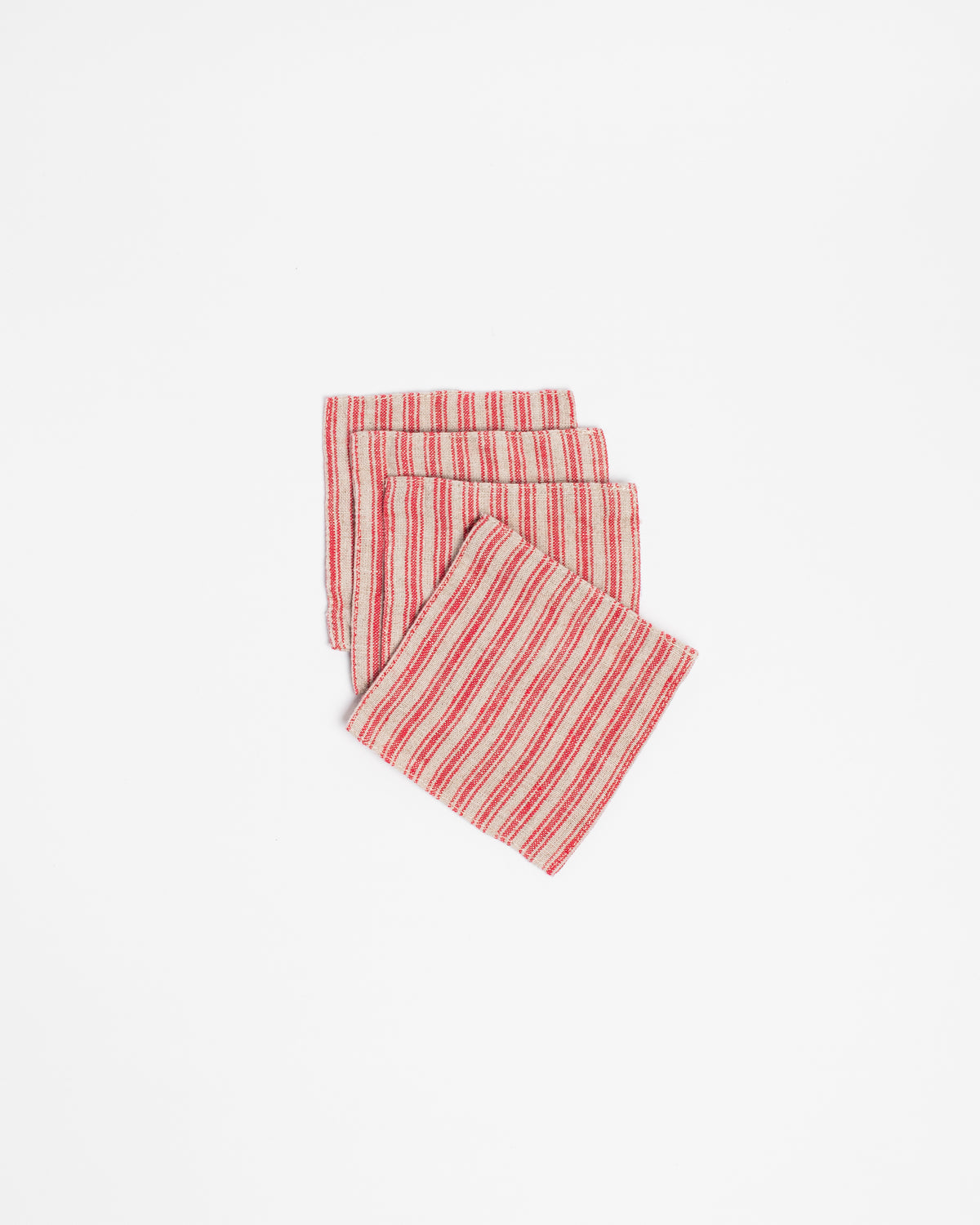 Red Stripes Linen Coasters Set of 4