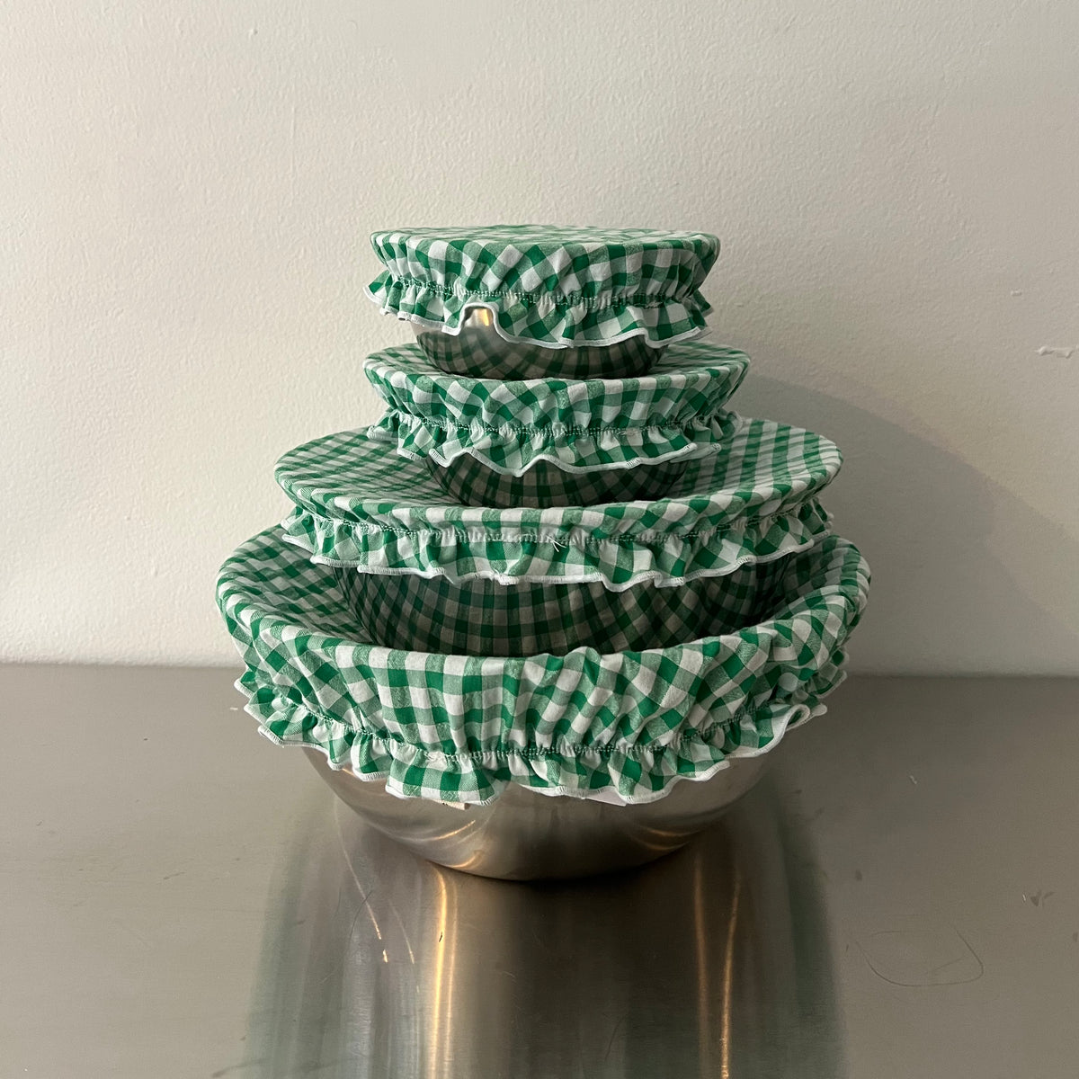 Green Gingham Bowl Covers