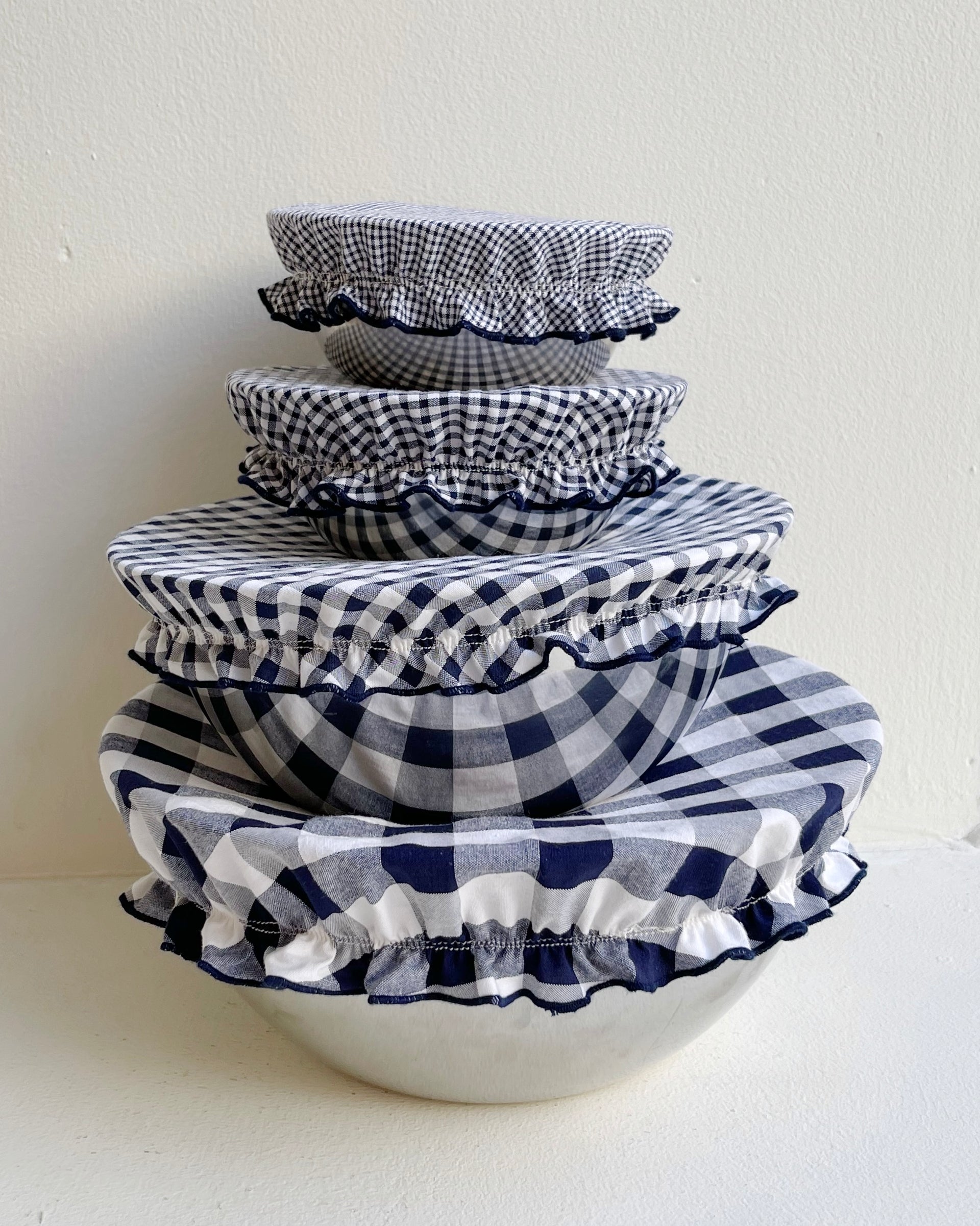 Navy Gingham Bowl Covers
