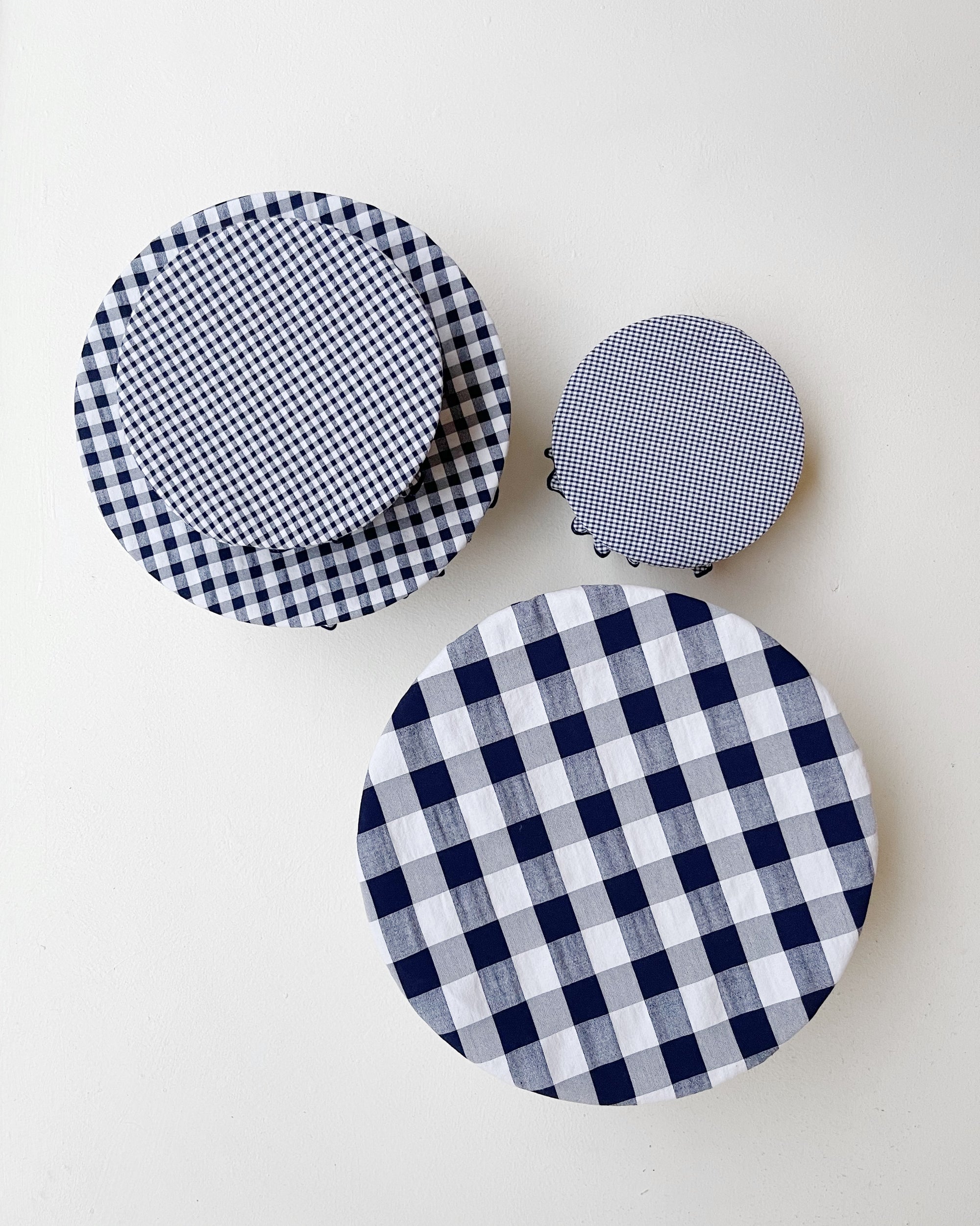 Navy Gingham Bowl Covers